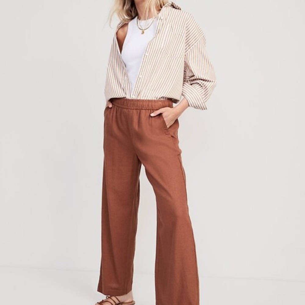 Old Navy High-Waisted Linen-Blend Wide Leg Pants